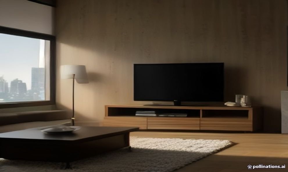 Modern bir oturma odasında akıllı televizyon ve mobil cihazlar ile dijital yayın izleme atmosferi.
